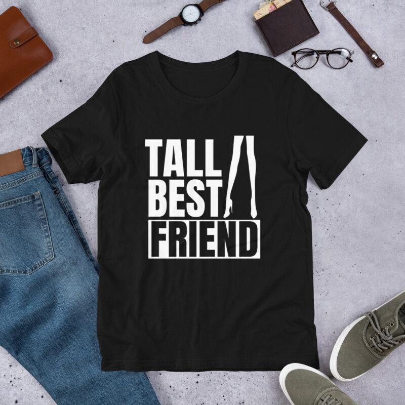 tall best friend black t-shirt with shite writing